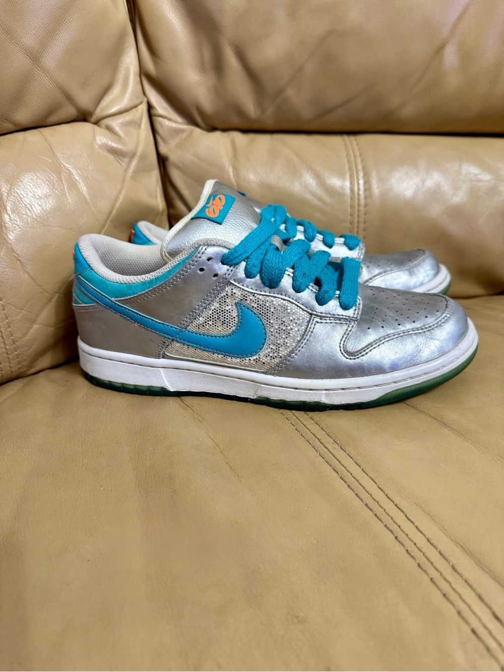 Nike Dunk Low Premium 6.0 2011 Metallic Silver Turquoise Women’s 8.5